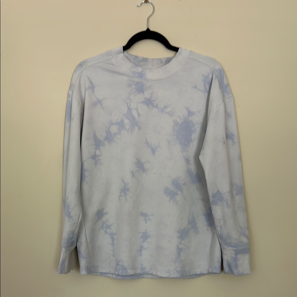 Brand Tie-Dye Crew Neck Sweater - Light Blue